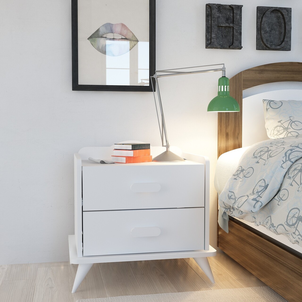 Noptiera Andaz, Zena Home, 60x42.1x58.6 cm, alb - imagine 6